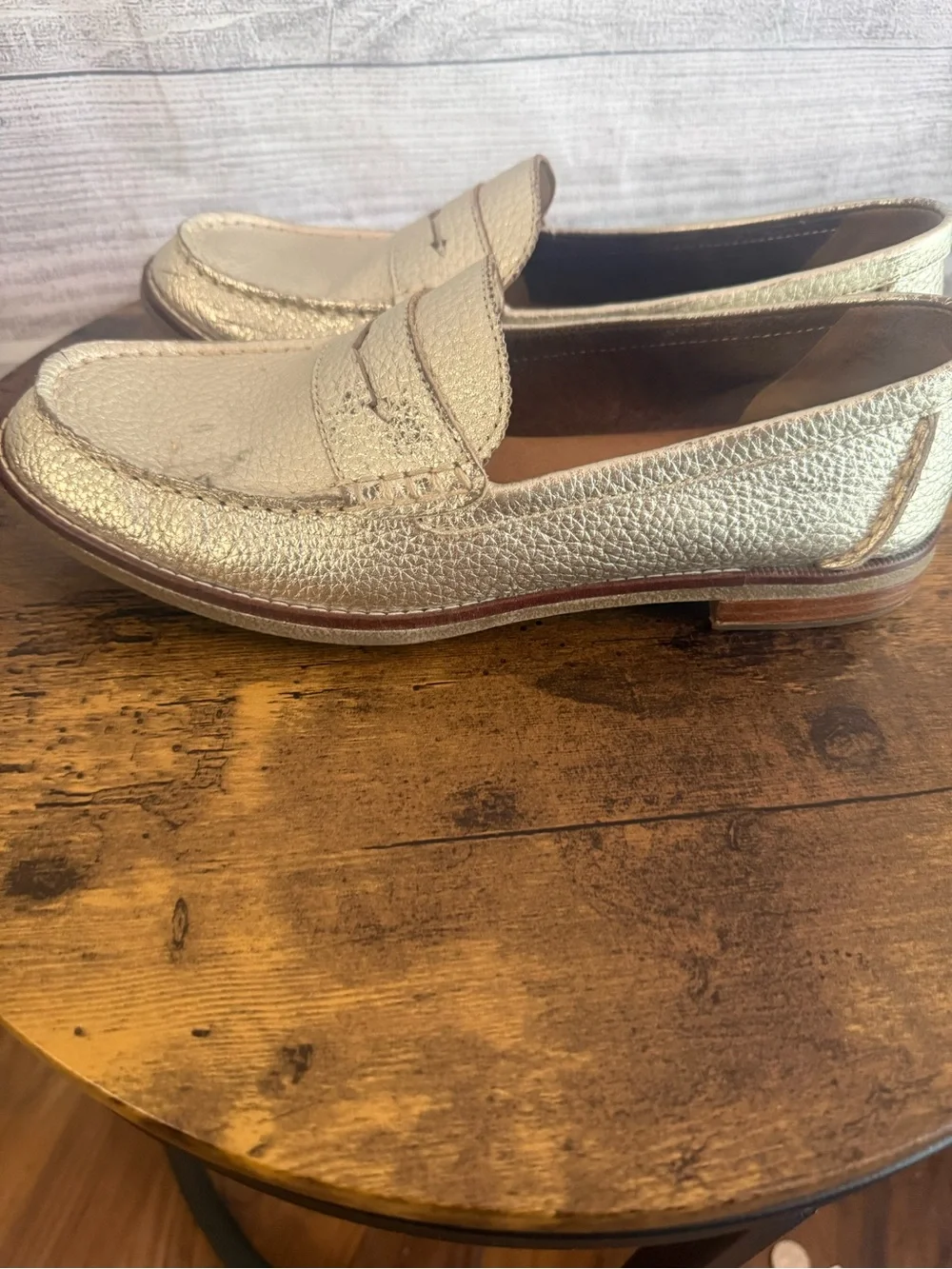 Sperry Metallic Gold Penny Loafers
